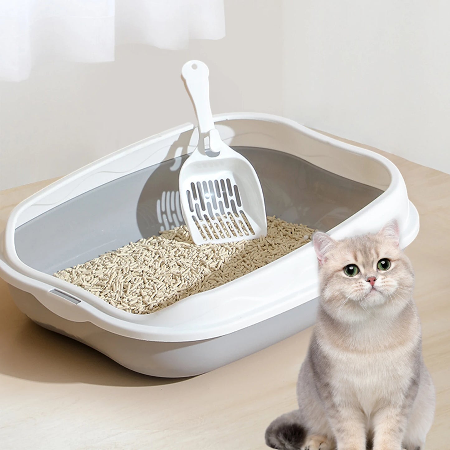 Semi-Enclosed Cat Litter Box