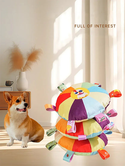 Funny Rainbow Plush Flying Saucer Dog Toy