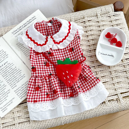 Strawberry Plaid Dog Dress
