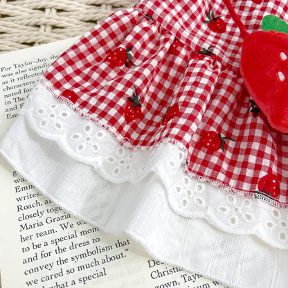 Strawberry Plaid Dog Dress