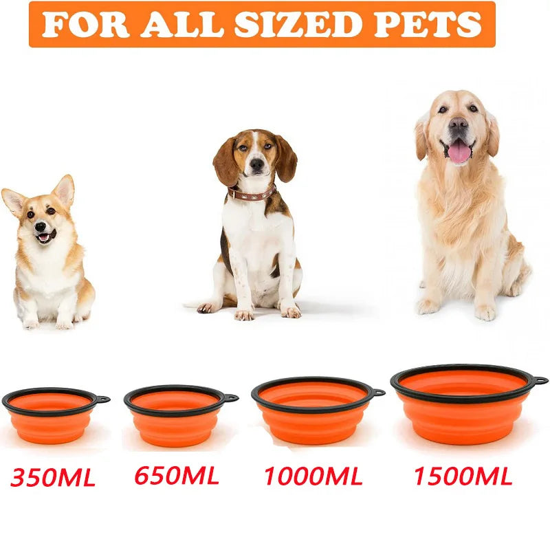 Folding Portable Silicone Dog Feeder Bowl