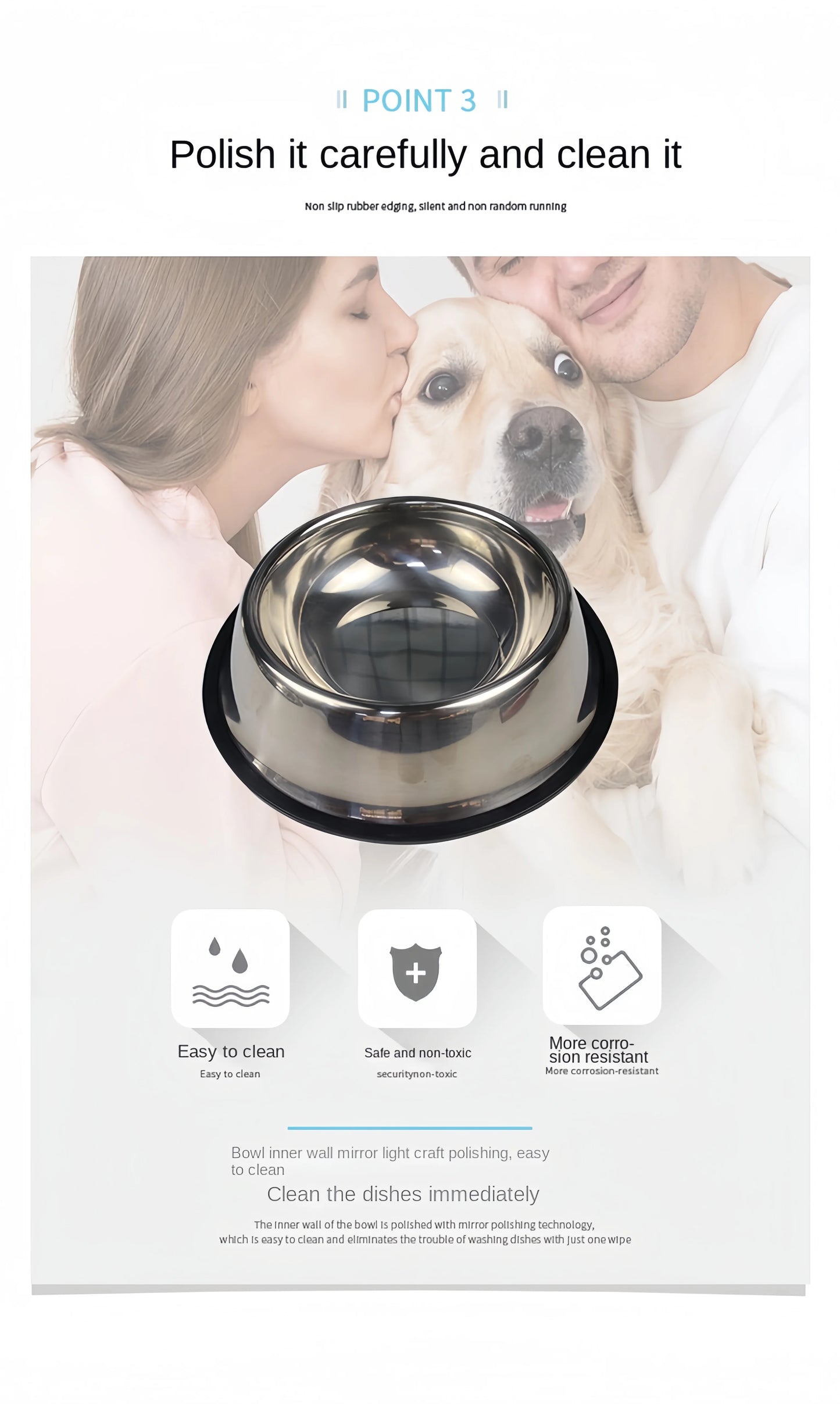 Pet Dog & Cat Stainless Steel Feeding Bowl