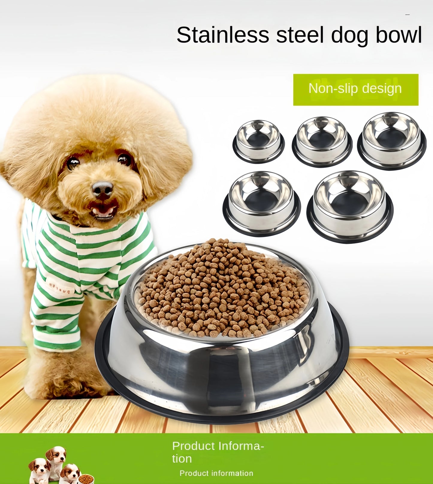Pet Dog & Cat Stainless Steel Feeding Bowl