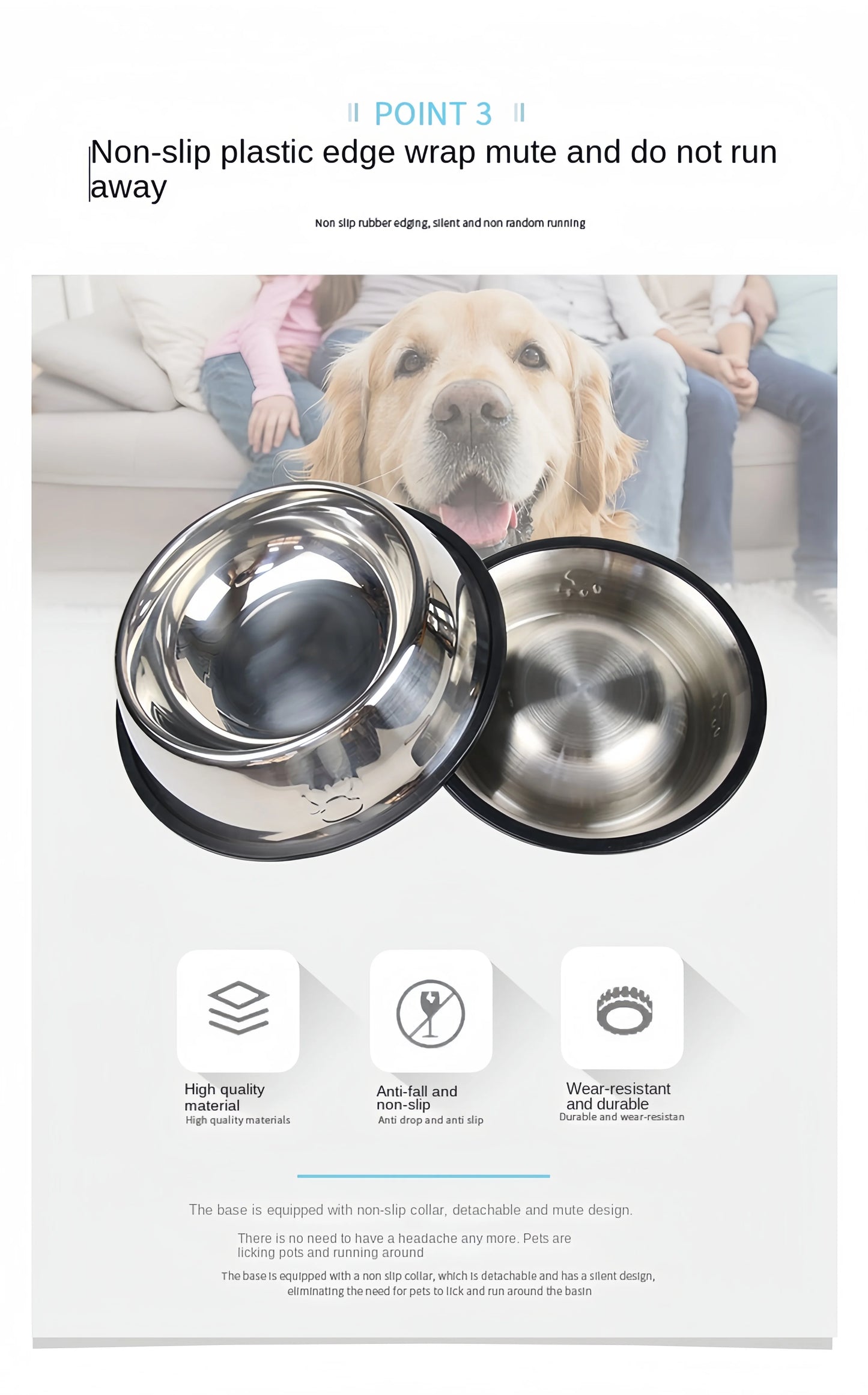 Pet Dog & Cat Stainless Steel Feeding Bowl