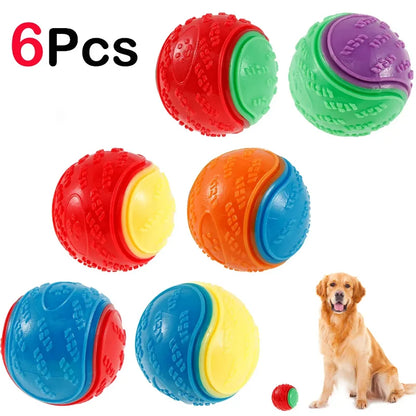 6Pcs Squeaky Balls Dog Toy Set
