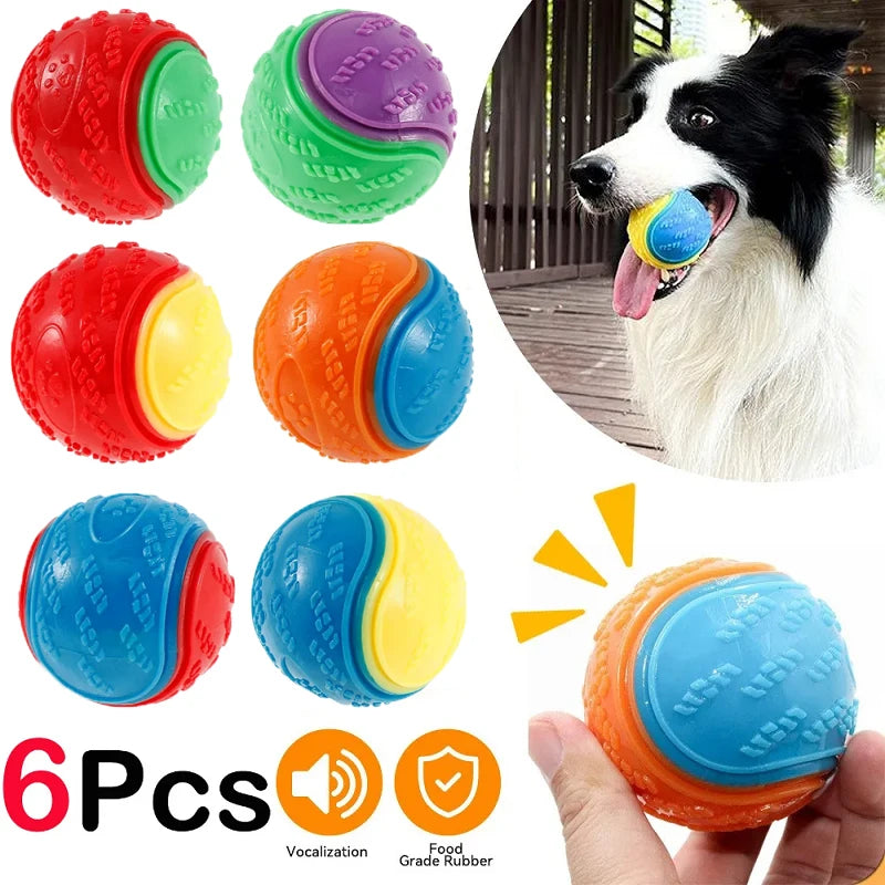 6Pcs Squeaky Balls Dog Toy Set