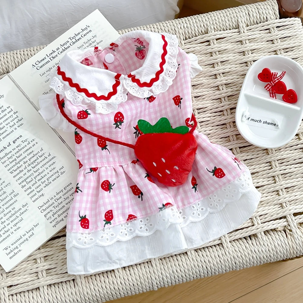 Strawberry Plaid Dog Dress