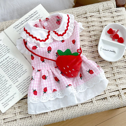 Strawberry Plaid Dog Dress